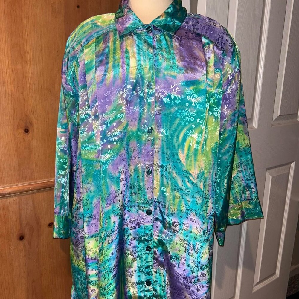 MC Dressy Party Colorful Blouse Top Psychedelic Excellent Condition Plus…